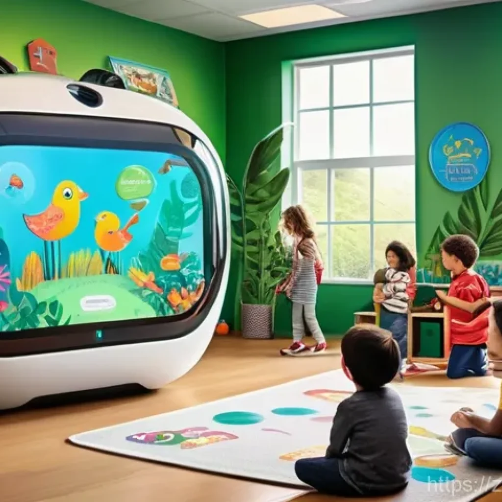 유아교육지도사로서의 강의 개선 방법 - **Prompt:** A vibrant, modern kindergarten classroom filled with diverse, happy children aged 4-6, f...