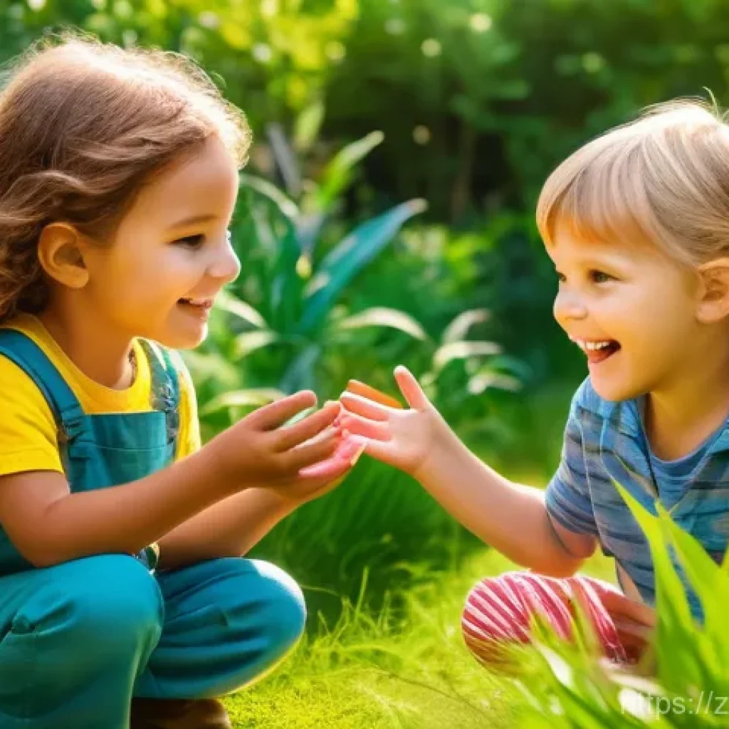 유아교육지도사로서의 멘토링 역할 - **Prompt 1: Igniting Curiosity in Nature**
    A group of 4-5 cheerful preschool children, aged 3-5,...