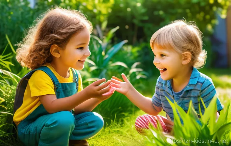 유아교육지도사로서의 멘토링 역할 - **Prompt 1: Igniting Curiosity in Nature**
    A group of 4-5 cheerful preschool children, aged 3-5,...