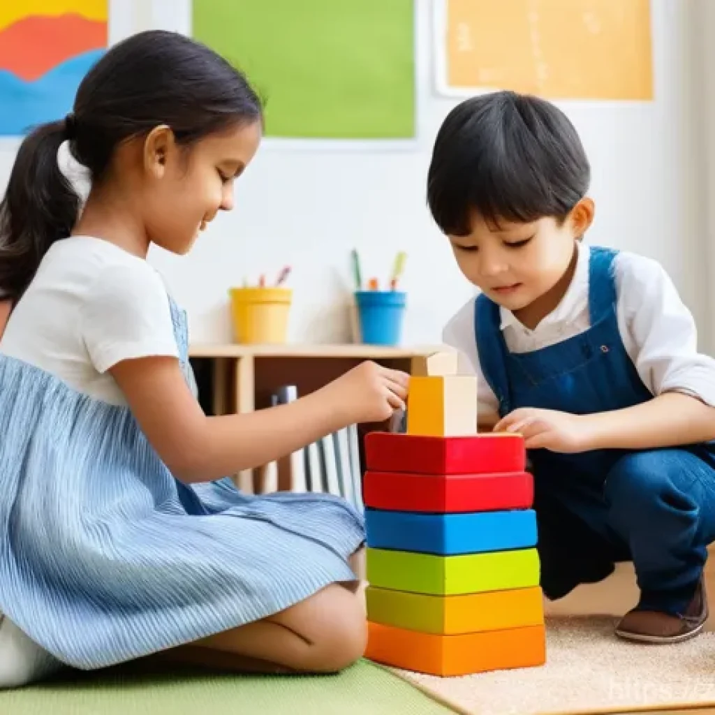 유아교육지도사로서 성장하기 위한 독서 리스트 - **Prompt:** A vibrant and inviting preschool classroom designed for child-led exploration. A diverse...