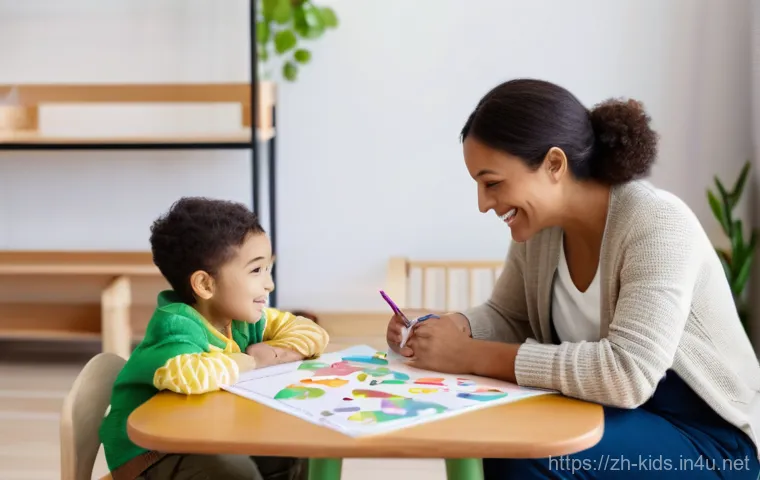 유아교육지도사로서 성장하기 위한 독서 리스트 - **Prompt:** A vibrant and inviting preschool classroom designed for child-led exploration. A diverse...