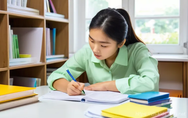 유아교육지도사 필기시험 준비를 위한 체크리스트 - **Prompt:** A young East Asian female student in her early twenties, dressed in a comfortable yet mo...