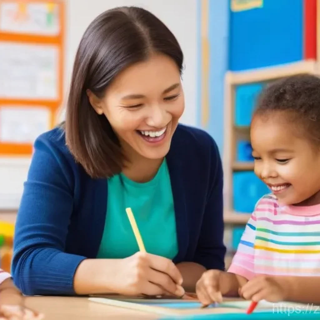 유아교육지도사로서의 교육 평가 사례 모음 - **Prompt:** A diverse group of joyful preschool children, around 4-6 years old, are actively engaged...