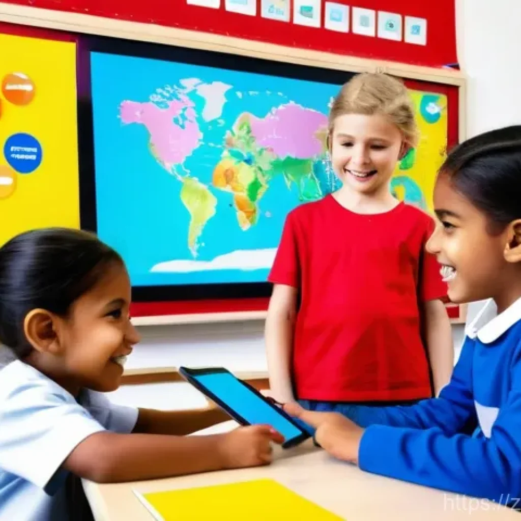 유아교육지도사로서의 경력 발전 방안 - **Prompt: Digital Learning Adventure in a Bright Classroom**
"A vibrant, modern classroom filled...