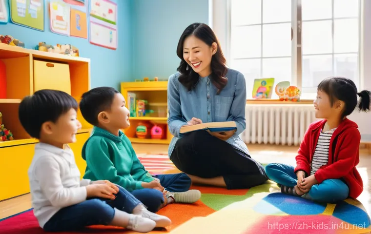 유아교육지도사 해외 취업 가능성 - **Prompt:** A vibrant and modern bilingual kindergarten classroom in a North American city. A cheerf...