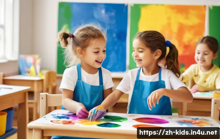 유아교육지도사 경력직 채용 팁 - **Prompt:** "A bright and cheerful kindergarten classroom filled with children aged 4-5 engaged in a...