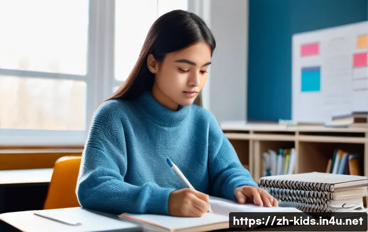 유아교육지도사 자격증 시험 중 주의할 점 - **Prompt 1: Strategic Study Session**
    "A young adult female student, perhaps in her early twenti...