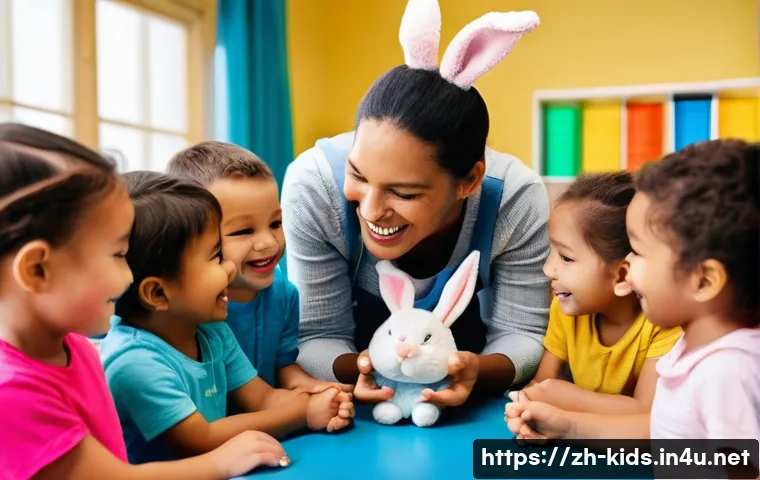 유아교육지도사 실기시험 중 자주 발생하는 문제 해결법 - **Prompt:** A diverse group of cheerful preschool children, ages 3-5, are gathered around a kind fem...